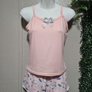 Pink Bow Tank Top and Shorts Set